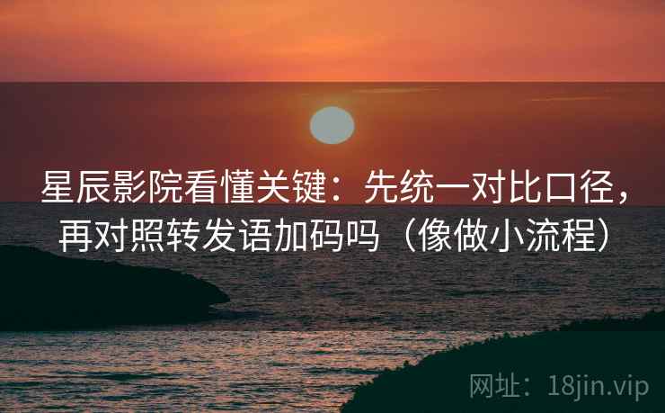 星辰影院看懂关键：先统一对比口径，再对照转发语加码吗（像做小流程）
