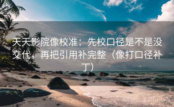 天天影院像校准：先校口径是不是没交代，再把引用补完整（像打口径补丁）