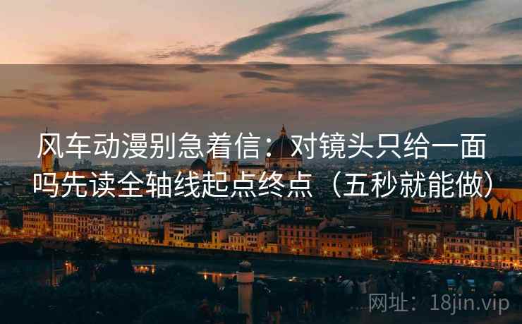 风车动漫别急着信：对镜头只给一面吗先读全轴线起点终点（五秒就能做）