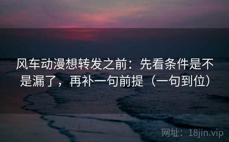风车动漫想转发之前：先看条件是不是漏了，再补一句前提（一句到位）